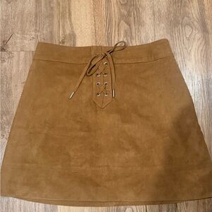 Abercrombie Tan Suede Lace-Up Skirt